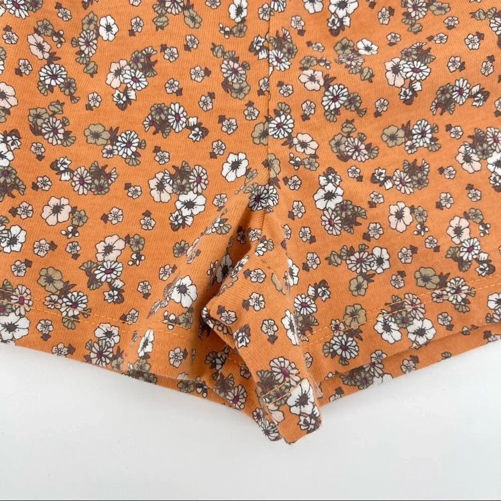 The Children’s Place Girl’s Orange Ditzy Floral Pull On Shorts Small and Large